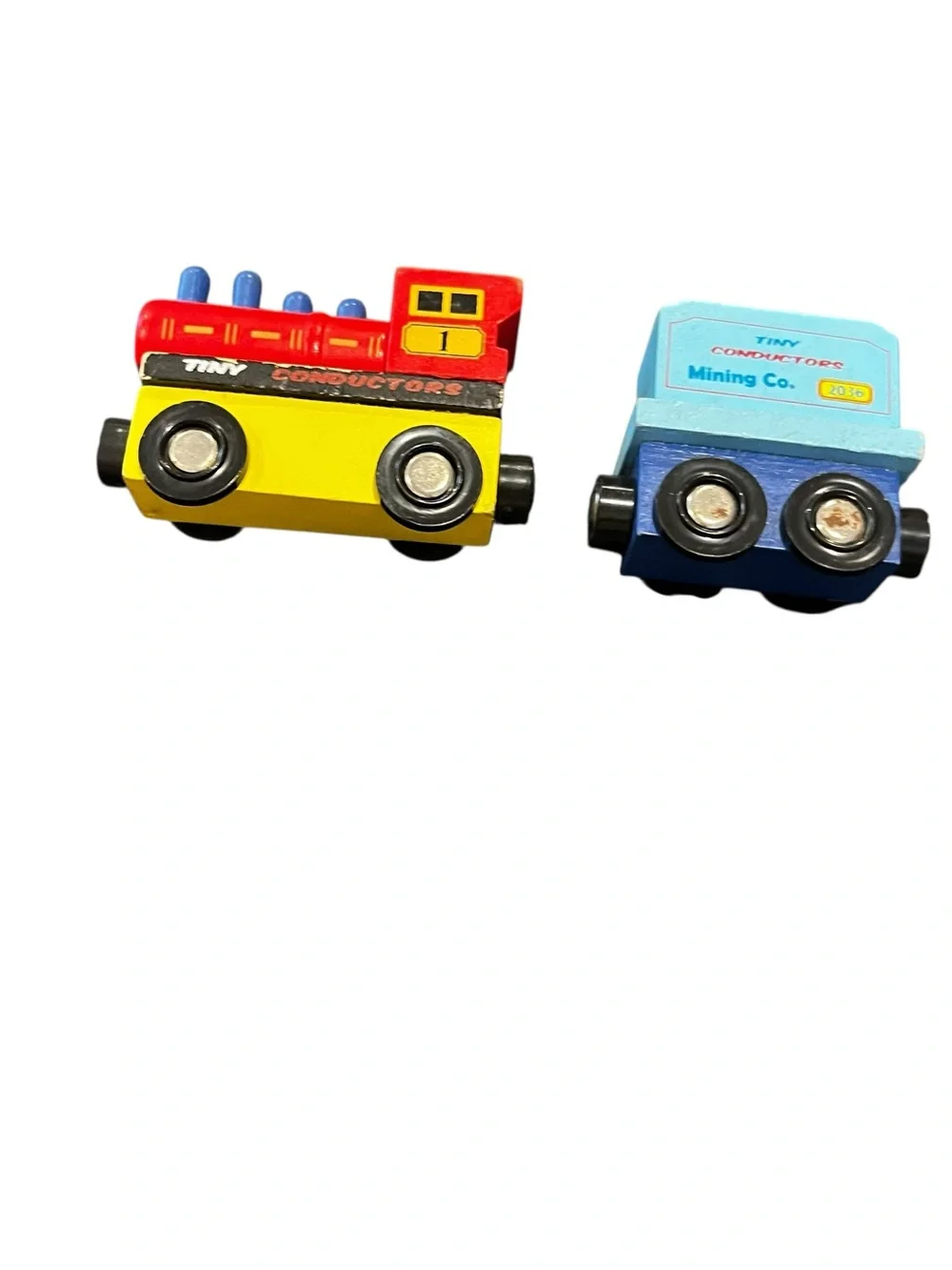 Tiny conductors wooden wood train lot vintage